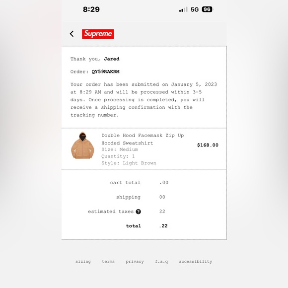 NWT SS2023 SUPREME DOUBLE HOOD FACEMASK ZIP-UP HOODIE LIGHT BROWN MEDIUM - Picture 14 of 16